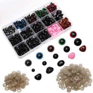 Premium Plastic Safety Eyes and Noses with Washers, Assorted Sizes for Craft Doll Eyes